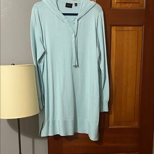 Cyrus Light Blue Hooded Knit Tunic